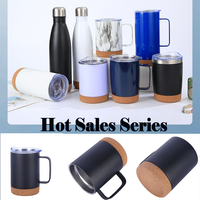 Tasses à café réutilisables en acier inoxydable isolées avec couvercle et base en liège, 6oz, 8oz, 12oz, 16oz, 20oz, 500ml