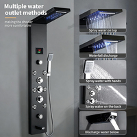 Panneau de douche mural multifonctionnel LED pour spa, en acier inoxydable et céramique, avec jets pluie doux et constant, idéal pour la salle de bain à domicile - Offre Spéciale