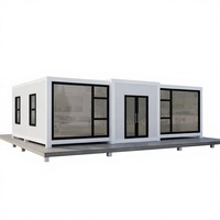 Maison conteneur blanche extensible 20ft 40ft, maison préfabriquée modulaire pliable, cabane moderne avec verre panoramique