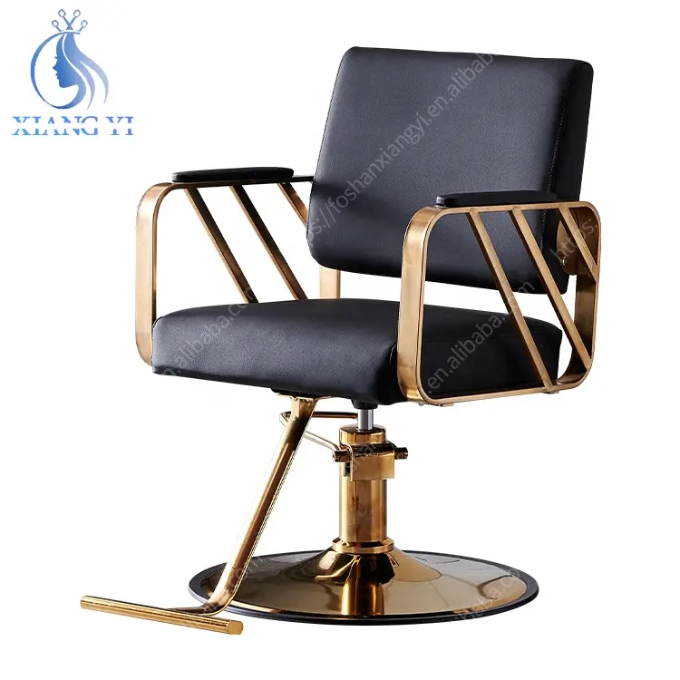 Black Gold Frame couro sintético salão mobiliário haircutting modelagem barbeiro cadeira