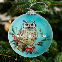 Boule de Noël en verre peinte à la main, motif Robin, écologique, de haute qualité, pour la vente en gros 2026, ornement de sapin de Noël, décoration festive pour la maison