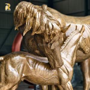 Escultura de Bronce de Caballo con Cachorro, Grande, Resistente a la Intemperie, Personalizable para Jardín o Parque al Aire Libre, Marca RELONG - Product Image 2