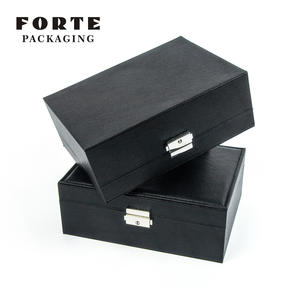 Классическая роскошная черная двухслойная упаковка для ювелирных изделий из искусственной кожи с замком - Product Image 1