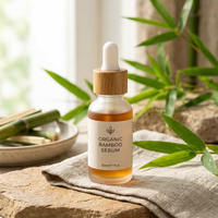 Flacon compte-gouttes en bambou naturel, esthétique, durable, écologique, sans plastique, en verre givré