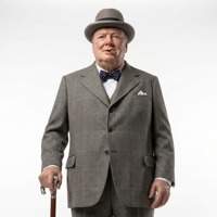 Figurine en cire de silicone grandeur nature de Winston Churchill avec cigare et canne, Premier ministre britannique de la Seconde Guerre mondiale, fabrication directe sur mesure pour musée