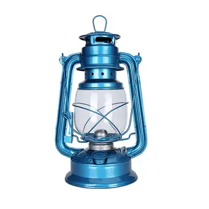 Lâmpada a óleo azul 225 Antiquidade Lanterna de furacão a óleo