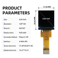 Layar LCD TFT Penuh Warna 0,85 Inci, IC Driver ST7735, Resolusi 128*128, Antarmuka SPI 4-Kabel, Konektor 12-Pin