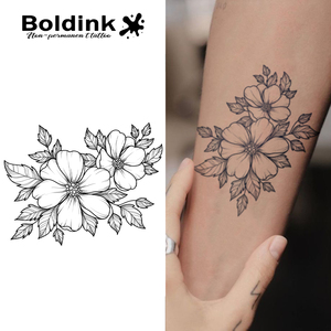 Tatuaje semipermanente de tinta Jagua, diseño floral realista personalizado de Boldink, resistente al agua, de larga duración (2 semanas), para el cuerpo. - Product Image 1