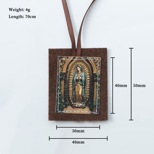 GIVELUCK Ciondolo in Feltro Bifacciale con Simboli della Divina Misericordia e dell'Eucaristia, Croce Argentata su Nastro Marrone - Regalo - Product Image 2