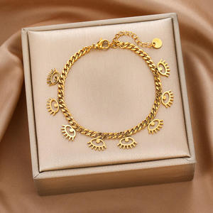 กำไลข้อมือสแตนเลสสตีล 316L ชุบทอง 14K ลายตาปีศาจ หลายชั้น ดีไซน์ทันสมัย เครื่องประดับคุณภาพสูง - Product Image 5