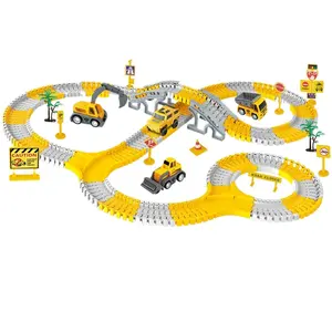 EPT New Arrival Hot Selling Construction Tracks Electric Engineering Flexible Track Car Railway Toy Education Assemble Toys