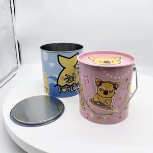 OEM Tin Popcorn Bucket 3 L Fancy Metal Storage Container For Gourmet Cookie Cute Design Children Gift Boxes