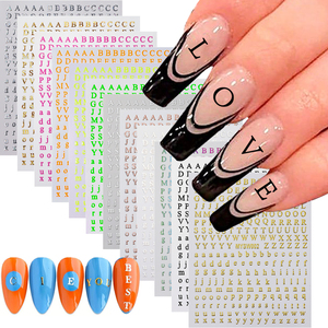 Autocollants pour ongles multicolores alphabet A-Z, autocollants 3D lumineux autocollants pour nail art, scrapbooking, décoration de coque de téléphone - Product Image 1