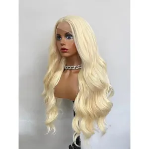 Europe and the United States big wave white curly hair synthetic front lace high quality wig artificial hair