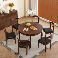 Table à manger en bois massif de style mid-century, table à manger ronde minimaliste rétro française, table à dîner pour petits appartements