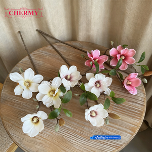 TH1518 داليان شيرمي بالجملة فرع واحد الحرير الأبيض الاصطناعي ماغنوليا الزهور وهمية - Product Image 1