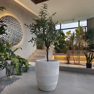 Pot de jardin géant de 20 L en fibre d'argile écologique et léger, auto-arrosant, décoratif pour pépinière, pot de sol extérieur pour fleurs, peint - Product Image 2