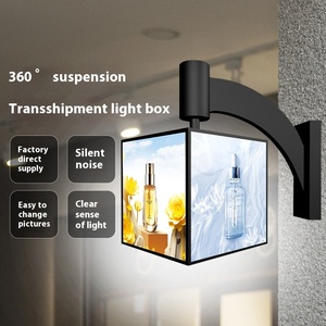Boîte LED rotative pour publicité extérieure nocturne, en acier, multicouche, verticale, carrée, à quatre faces, pour restauration, avec porte latérale à clipser - Product Image 5