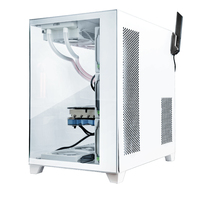 Gabinete de PC MANMU de Torre Completa ATX, Aleación de Aluminio y Acero Blanco, Panel Lateral de Vidrio Templado, Puertos USB 3.0, 7 Ranuras de Expansión Verticales