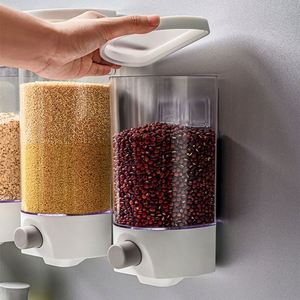 Conteneur de stockage alimentaire hermétique de cuisine en gros, transparent, rond, rotatif, en plastique, pour céréales, riz, en vrac, seau distributeur - Product Image 3