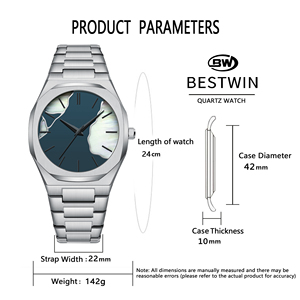 Montre à quartz BESTWIN 813-9 pour homme, cadran en nacre, cadran octogonal, étanche, style business décontracté, design mosaïque, cadeau pour homme - Product Image 4