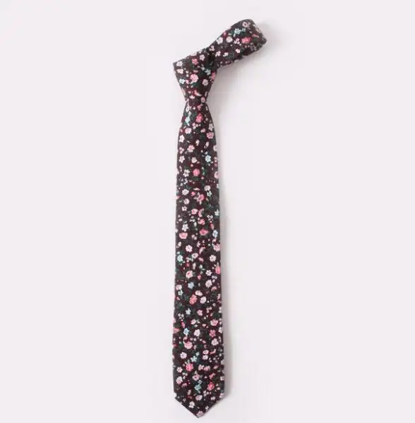 Özel erkekler Slim kravat rahat pamuk keten boyun bağları erkek sıska tasarımcı çiçek çiçek düğün 6.5cm kravat Corbatas