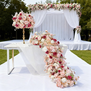 การจัดดอกไม้สีแดงกุหลาบส้มตกแต่งโต๊ะงานแต่งงานลูกบอลดอกไม้สำหรับเฉลิมฉลองวันวาเลนไทน์ - Product Image 3