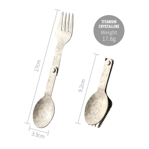 Cuchara y Tenedor Plegable de Titanio 2 en 1, Combinación de Cuchara y Tenedor Ligera, Ecológica, <span class=keywords><strong>para</strong></span> Acampar, Utensilio Portátil <span class=keywords><strong>para</strong></span> Senderismo y Viajes - Product Image 6
