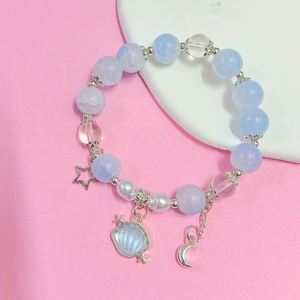 Bracelets tendance chinois colorés en perles pour femmes et filles, bracelet mignon avec breloque coquillage, bracelet en perles de cristal et pierres précieuses - Product Image 4