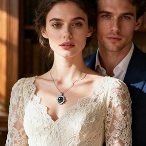 Collana di Perle Nere di Tahiti 9-12mm AAAA, Perla d'Acqua Salata con Ciondolo in Argento Sterling e Moissanite, Gioielli da Matrimonio per Donne - Product Image 2