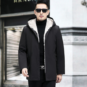 Men's Winter Faux <b>Fur</b> Hooded <b>Parka</b> with Artificial <b>Fur</b> Lining, Warm, Thick, Windproof, Outdoor Jacket - Product Image 1