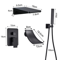 Robinets de salle de bain pour baignoire Système de robinet de douche cascade mural Boîte intégrée Mitigeur caché avec bec de baignoire