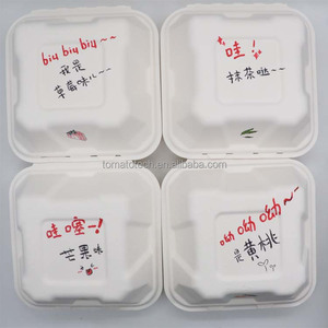 Pfas miễn phí phân hủy sinh học Takeaway 500ml thực phẩm container 6x6 inch compostable mía Burger hộp - Product Image 3