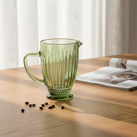 Esthetische retro reliëf verticale geribbelde soda-lime glazen kan 1288ml meerkleurig gegraveerd vaatwasmachinebestendig drankenkan