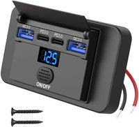 Prise USB 12V à 4 ports à montage en surface avec voltmètre, 36W PD et double port USB QC3.0 18W pour voiture, chargeur léger