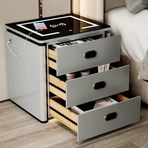 Mesa de Noche Inteligente con Almacenamiento, Carga Inalámbrica, 3 <span class=keywords><strong>Cajones</strong></span>, Cerradura de Huella Digital Segura, Luz LED, Mueble de Dormitorio, Venta al por Mayor - Product Image 6