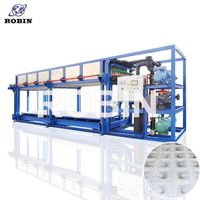 Machine à glaçons industrielle Robin 5-20 tonnes à entraînement par engrenages, compresseur, pompe à eau, système de refroidissement par eau pour fruits de mer