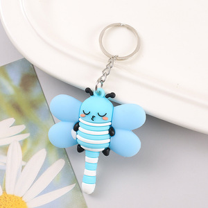 Porte-clés en PVC souple 3D en forme d'insecte animal, libellule, abeille, chenille mignonne, reptile, pendentif, cadeau pour femme, porte-clés - Product Image 5