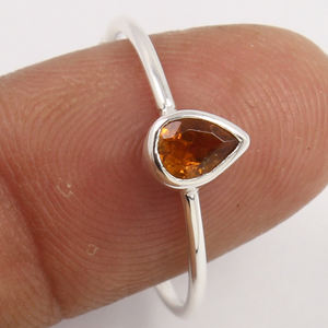 Bague de mariage en argent sterling 925 sertie de pierres précieuses, avec pierre précieuse naturelle en tourmaline orange, pour femmes, vente chaude - Product Image 2
