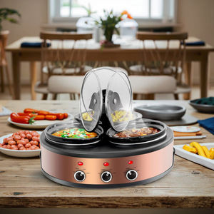 <span class=keywords><strong>Mijoteuse</strong></span> <span class=keywords><strong>triple</strong></span> de 4.5 litres avec couvercle en verre détachable 3 pots intérieurs pour buffet et réunions de famille pour la préparation des repas - Product Image 6