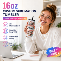 Gobelet isotherme en acier inoxydable 304 à double paroi de 16 oz, vierge, avec couvercle à paille, pour boissons chaudes et froides, personnalisable par sublimation, idéal pour les voyages - Vente en gros