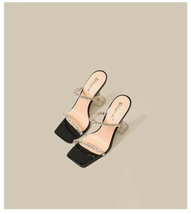 Sandales à talons ultra hauts pour femmes en cuir verni à bout ouvert avec bride, idéales pour l'été et les soirées sexy en boîte de nuit - Product Image 5