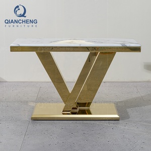 Qiacheng-Mesa de entrada de acero inoxidable para el hogar, mesa de estilo nórdico con <span class=keywords><strong>consola</strong></span> de pasillo, color dorado - Product Image 1