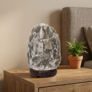 Lampe en sel minéral artisanal OEM neuve avec base en bois, qualité supérieure, lampe en sel gris de l'Himalaya de forme naturelle 2026 - Product Image 1