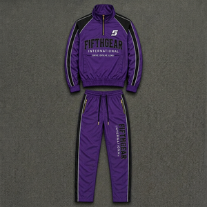 Purple windbreaker Set <b>Zip</b> <b>Up</b> Windbreaker <b>Jacket</b> and Elastic Waist Shorts Sportswear Teamwear windproof OEM low MOQ 10 piece - Product Image 1