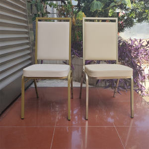 Cojín gris metálico apilable sillas de comedor para banquetes de hotel de lujo - Product Image 3