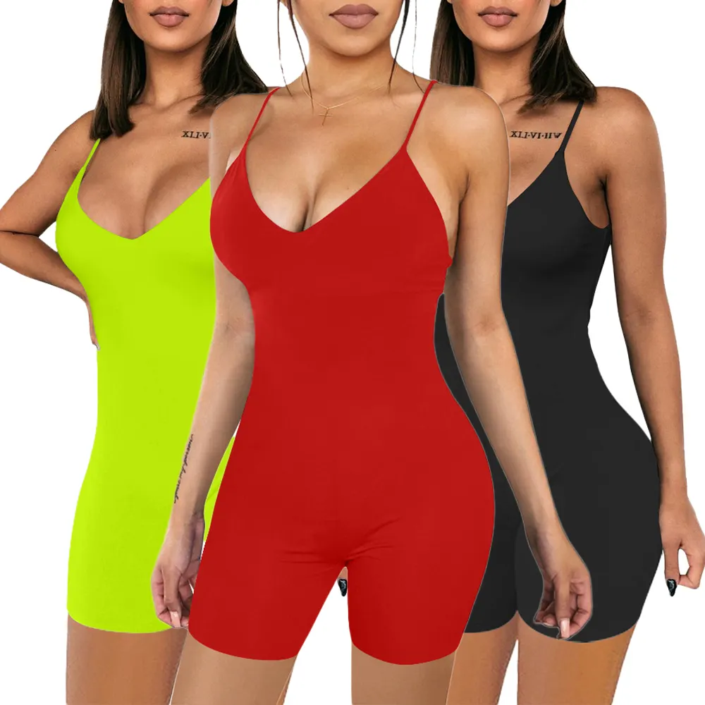 Vrouwen Bodysuit Sexy Spaghetti Band V-hals Vrouwen Plus Size Lingerie Zwarte Bodysuit Romper