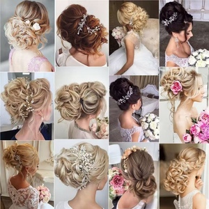 <span class=keywords><strong>Chignon</strong></span> synthétique court bouclé de haute qualité en gros avec peignes clips et élastiques pour extensions de cheveux - Product Image 5