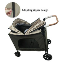 Poussette pour chien extra large JXB XF361, poignées réglables, pliable, tout-terrain, 4 roues, double entrée, poussette de sécurité pour chien