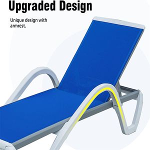 Silla de aluminio ajustable para piscina, color azul, con reposabrazos, para uso en exteriores junto a la piscina, modelo D0100H79X1X - Product Image 4